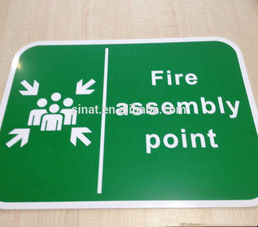 Safety Accessembly point photoluminescent green Signs