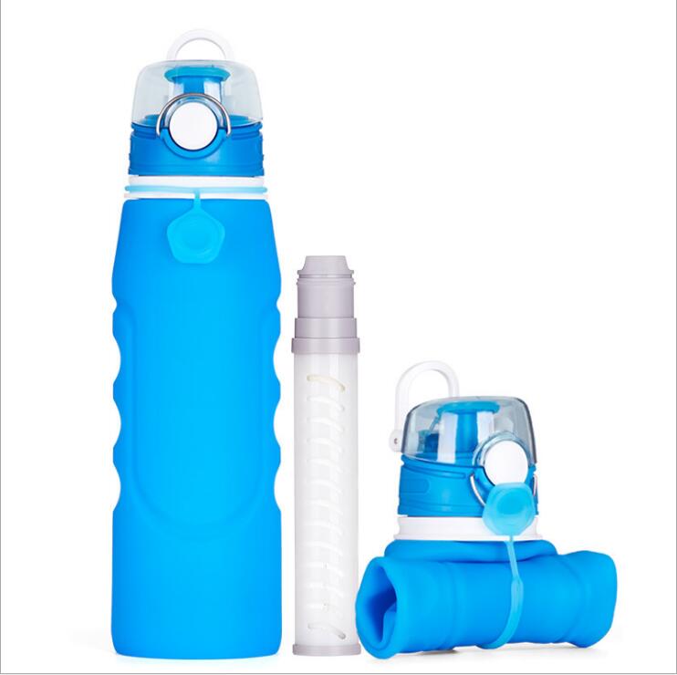 popular outdoor 1L alkaline carbon bottle water filter folding bottle