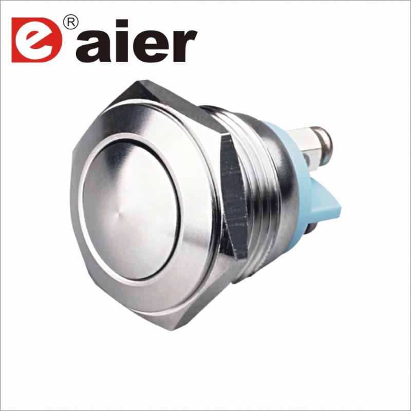 16mm Ball Button 2 Pins Stainless Steel 12 Volt Push Button Switch