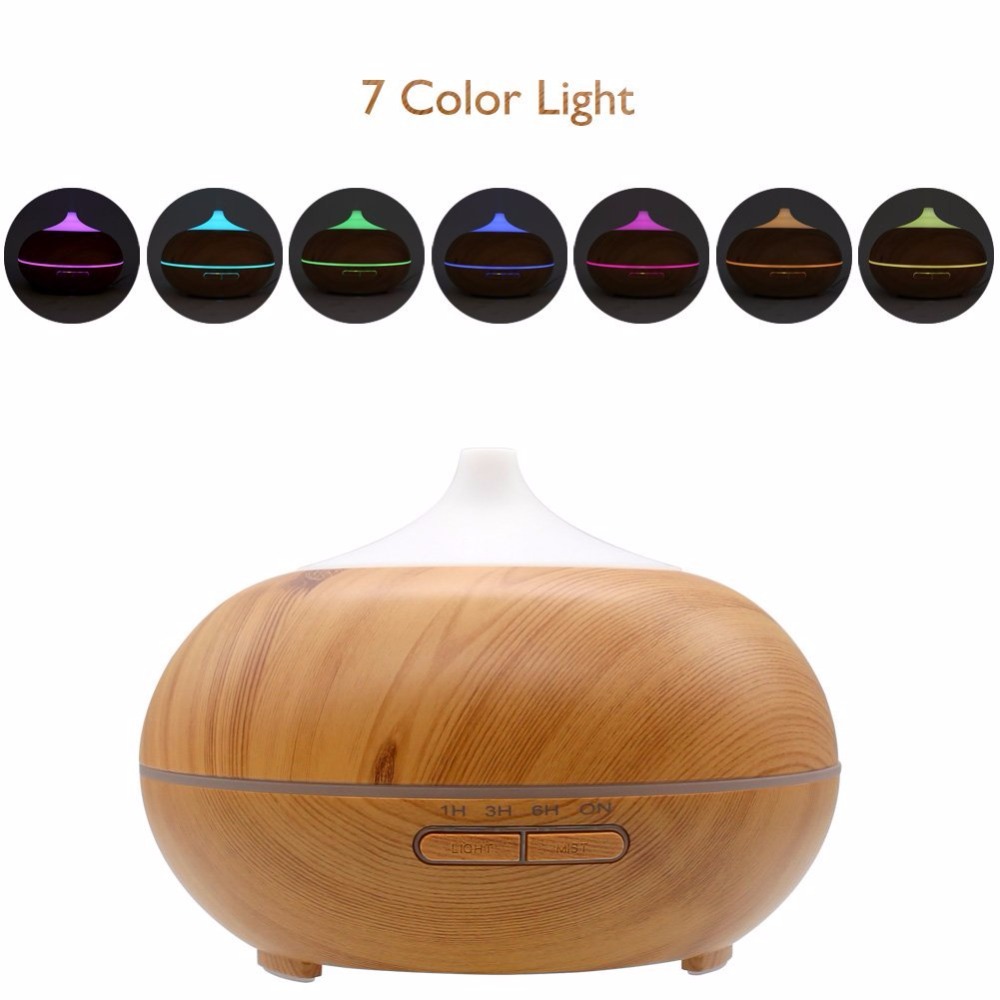 7 Colors LED Essential Oil Aroma Diffuser Ultrasonic Wooden Humidifier Air Aromatherapy Atomizer for Car Office Home Bedroom