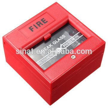 Break glass button for conventional fire alarm system