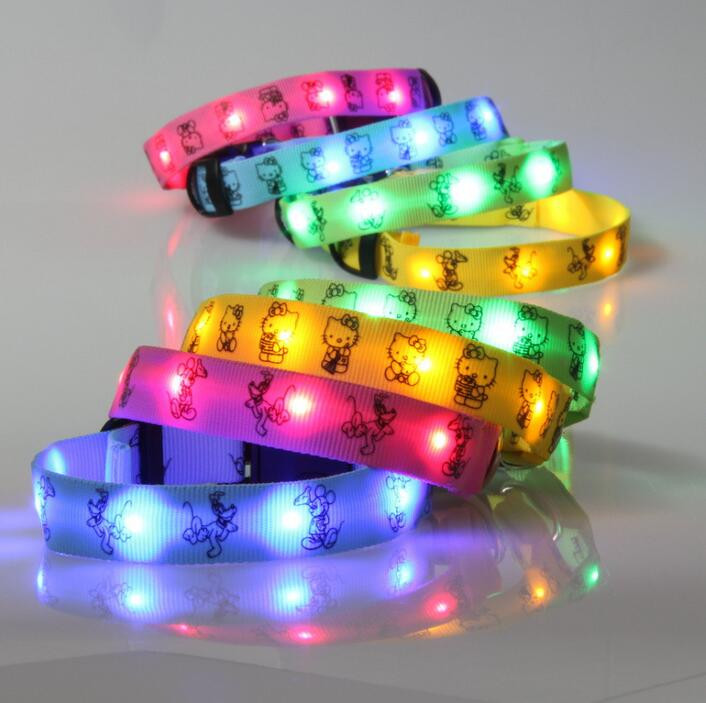 Wholesale puppy cute pattern led nylon dog collar with led light Pet Collar