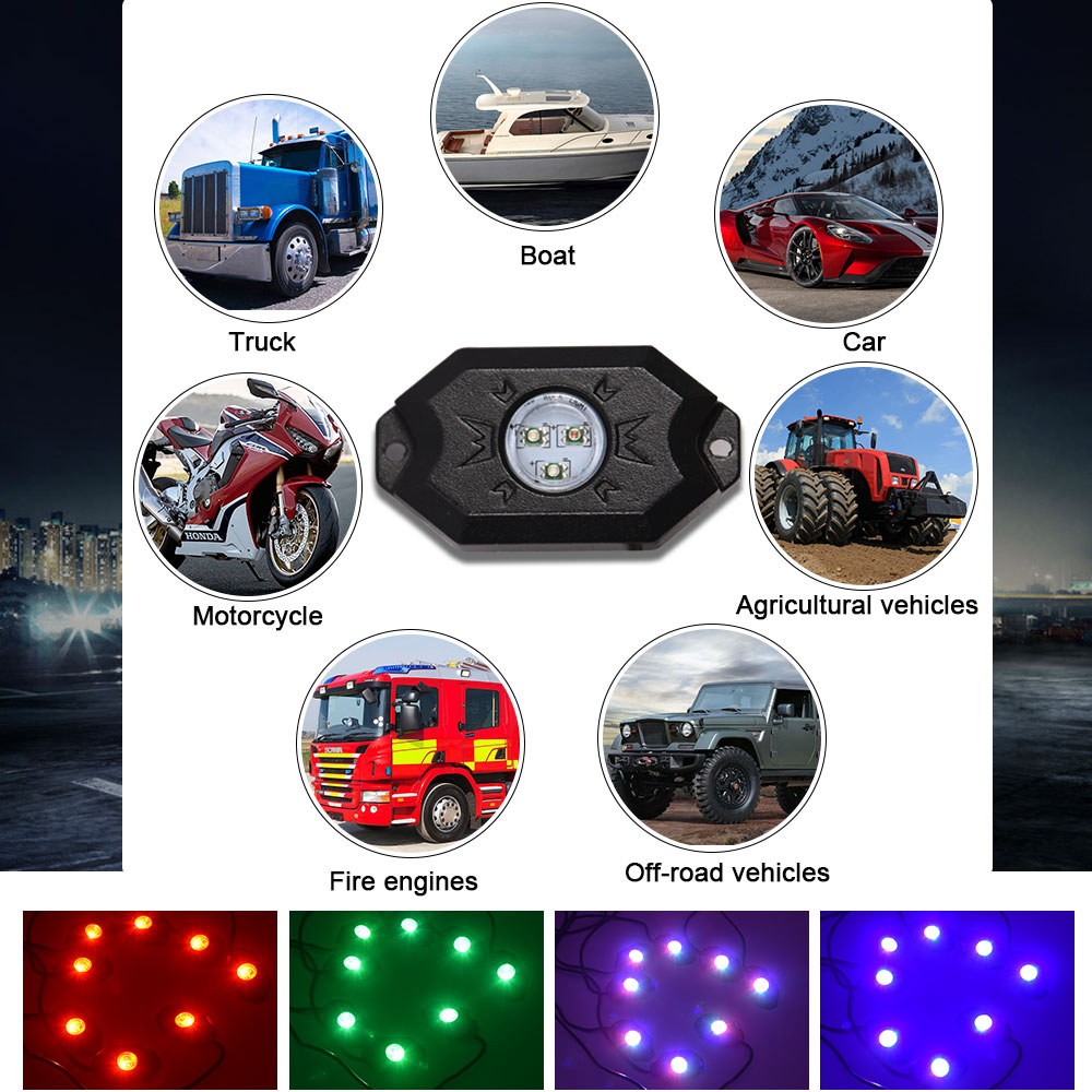 China Professional Manufacture RGB 4 Pod LED Rock Car Lights