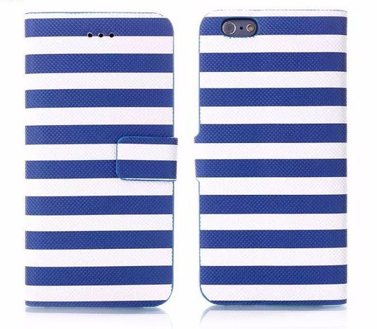 Stylish Stripe Wholesale PU Leather Wallet case for iphone 6