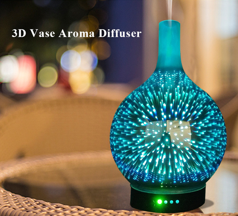 Hidly New Design Glass Ultrasonic Humidifier Aroma Diffuser, Beautiful 3D Glass Aroma Diffuser, Luxury Aroma Diffuser