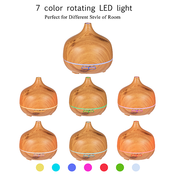 Malaysia wood Design 7 Colors Rotating LED light Portable Electric Ultrasonic Aroma Diffuser