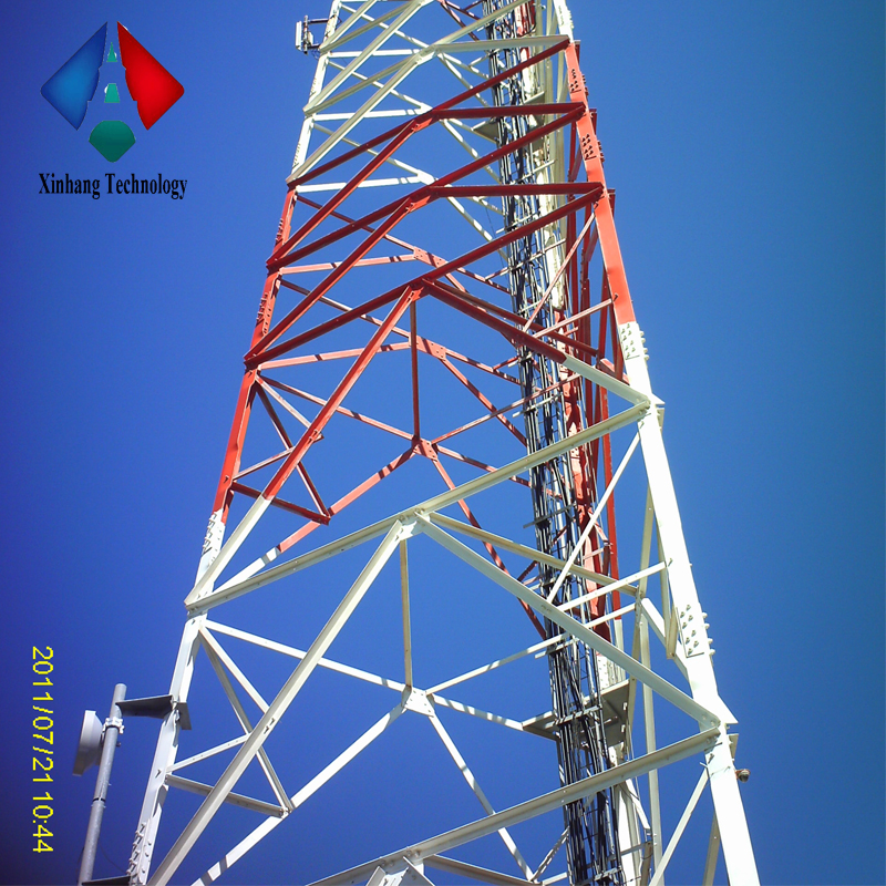 three leg steel lattice pipe microwave telecommunication tower military radio communication tower