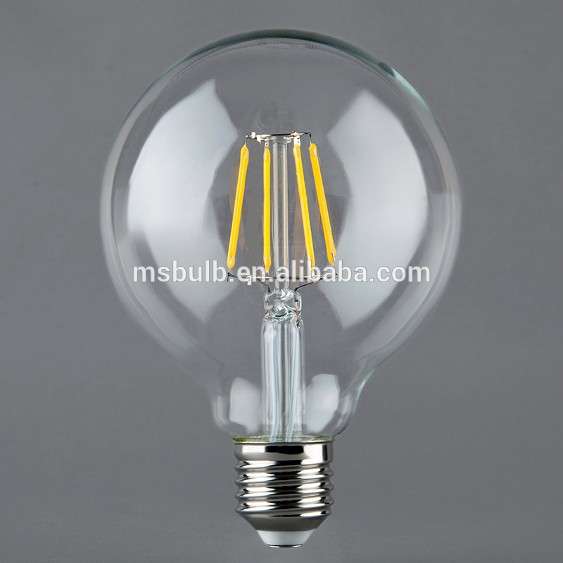 2015 Hot sale LED light led Filament Bulb Dimmable 2w 4w 6W 8W led filament g125 G95