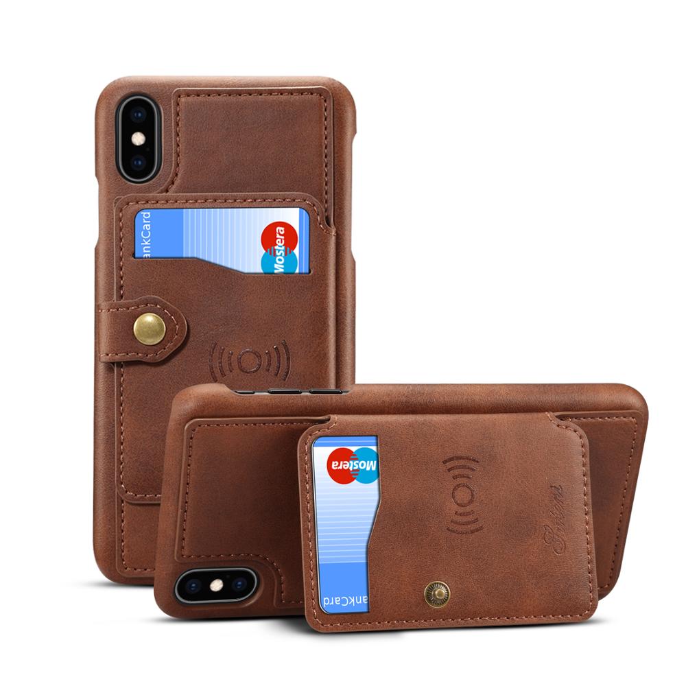 For iPhone Xs Max Wallet Case ,  Car Magnetic Phone Case Snap Closure Leather Back Case Cover for iPhone X Xr