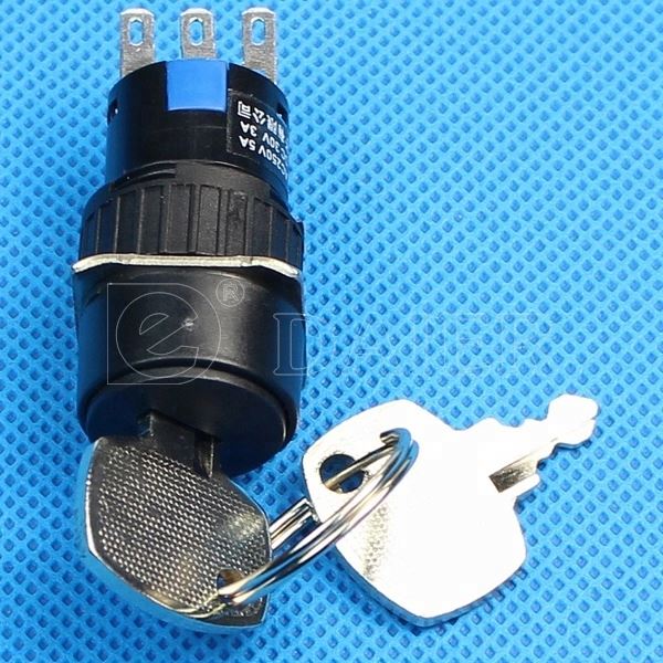 Latching 3PIN ON ON 2 Position Key Selector Pushbutton 16MM Switch