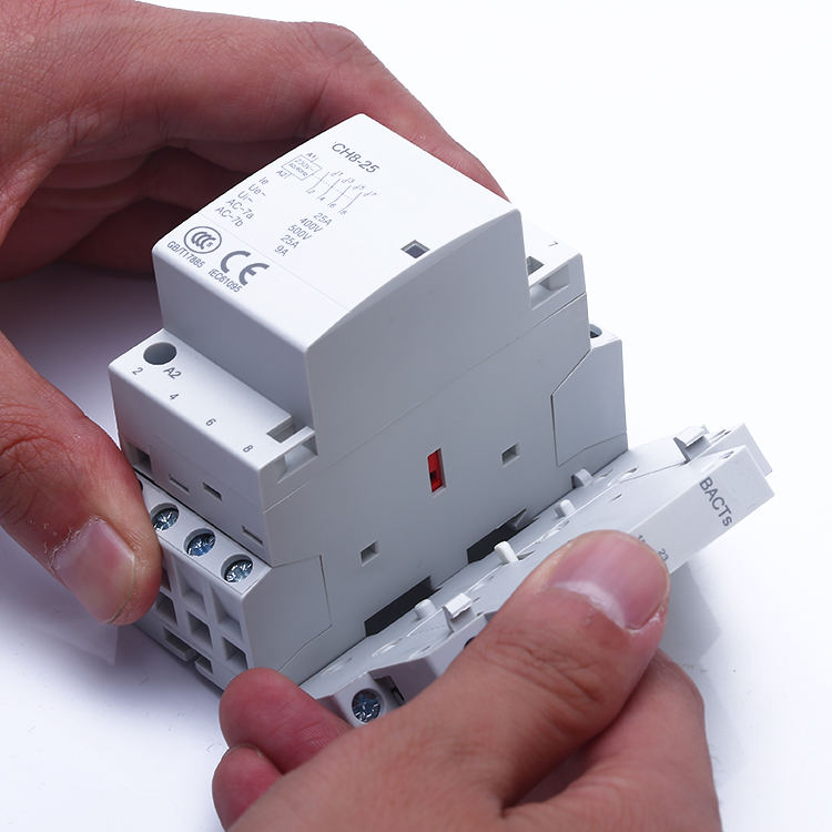 CH8-25 Series 4P 25A Automatical AC Household Contactor 220V/230V 50/60Hz Din Rail Modular Wiring Diagram Electrical Contactor