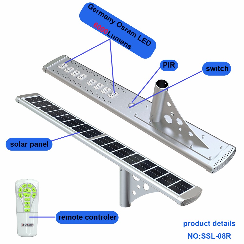 outside led lights 60w integrated solar street lighting