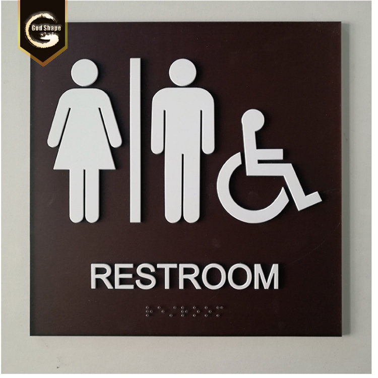 Wholesale customized acrylic metal door plate restroom female male toilet sign  hotel office toilet  signs