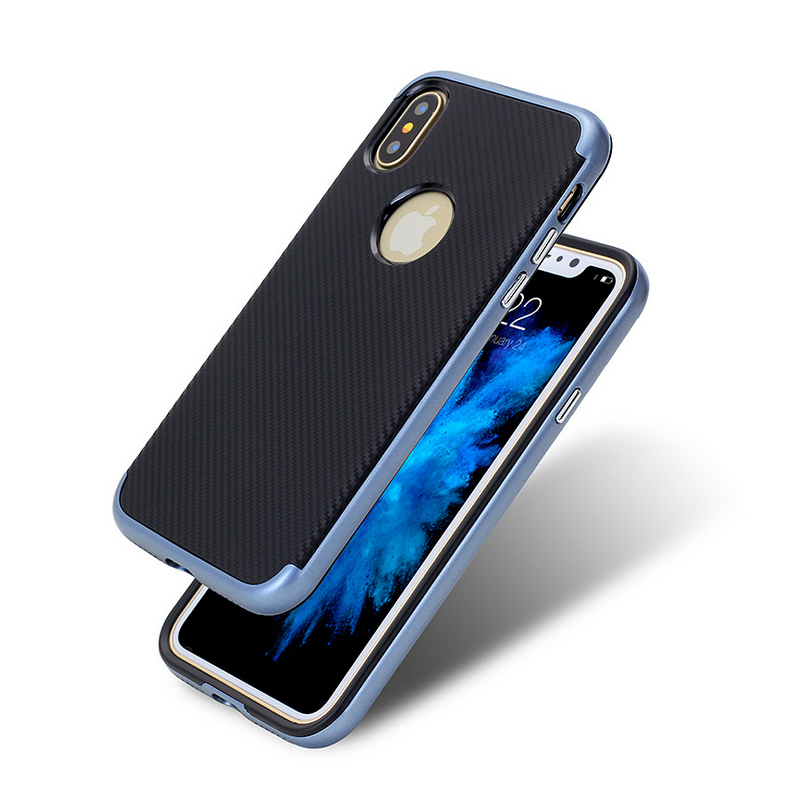 2in1 Ultra Electroplating frame PC + TPU Carbon fiber Case for iPhone X / 8 / 8 plus Cover