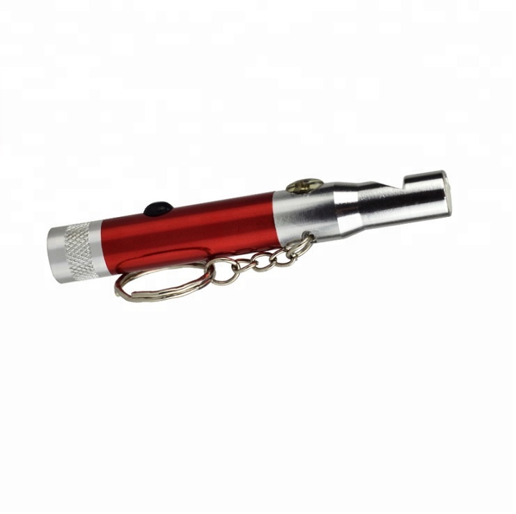 Custom Print Flashlight With Whistle Key Chain With Light Emergency Whistle