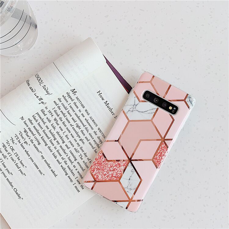 Shiny Glitter Chrome Geometric Marble Phone Case Cover for Samsung S10 Lite , for Samsung Galaxy S10 Plus Case