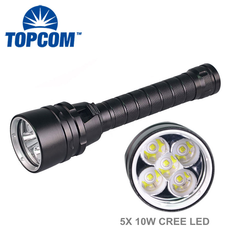 30w 5000lm IP68 Brightness Underwater 5 LED Dive Flashlight  5 LED Scuba Diving Flashlight