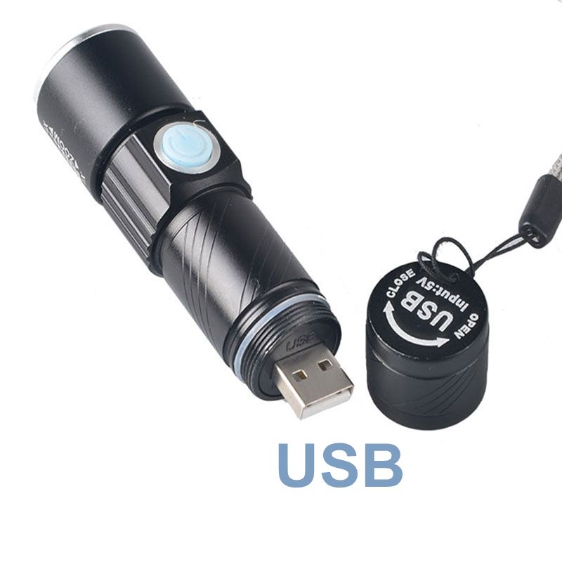 Mini Zoom Dimmer Flashlight 3 Mode USB Rechargeable Mini Led Torch Light