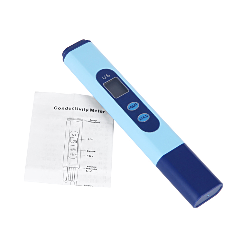 Digital LCD EC Conductivity Meter Water Quality Tester Pen PH Meter 0-9999 Blue Ph Meter  Drink Water Analyzer
