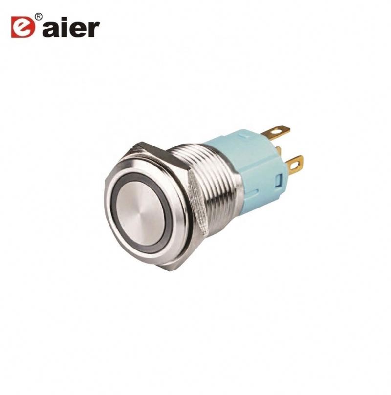 1NO 1NC Dual Light 6 Pin Chrome Plated USB Push Button Switch