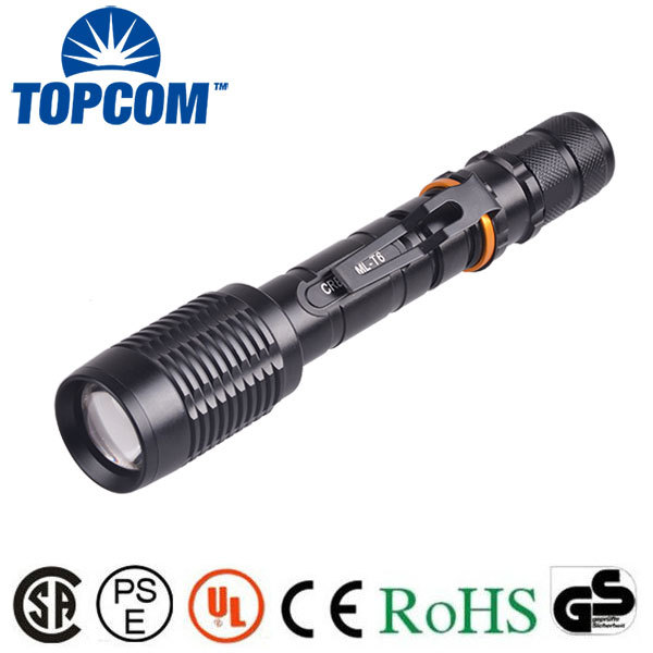 Hot Sell 18650 Powered Aluminum XML T6 LED CREE Flashlight