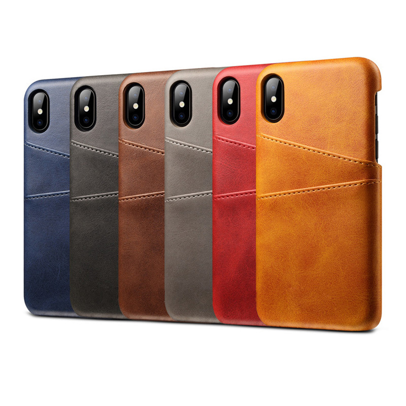 Real Leather flip case for iPhone X /8 /8 plus back cover with card slots