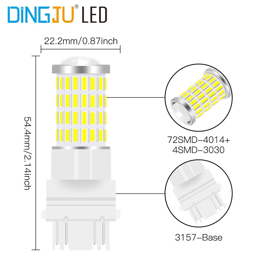 Customized T25 3157 7443 72smd 4014 4smd 3030 Car Led  Brake Light Turn Signal Lights Bulb Low Price