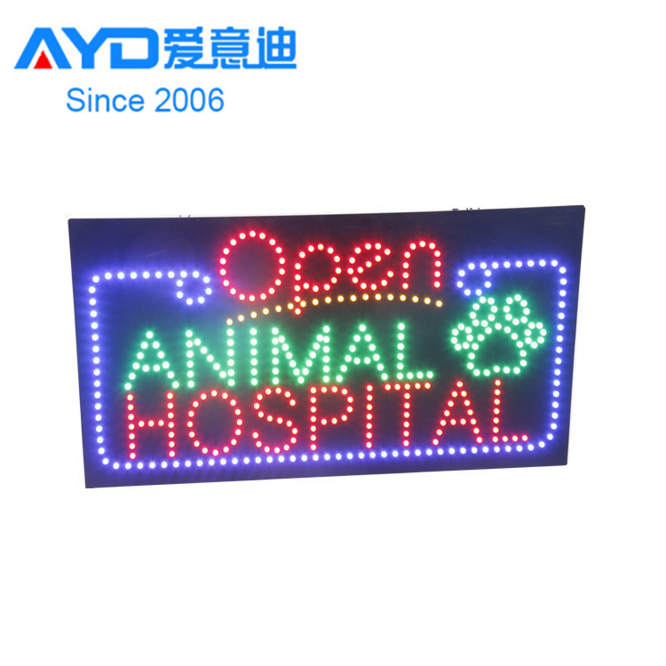 Animal  Hospital 12*24 Inch Indoor Advertising  LED Open Neon Sign Board with High Brightness  for  Shops