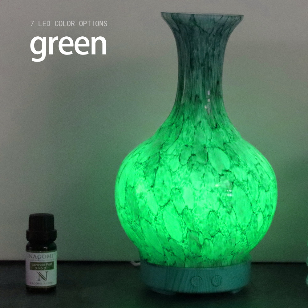 Essential Oil Diffuser 100ml Nice Marble Glass Ultrasonic Cool Mist Humidifier with 7 Color LED Night Light and Timer Settings