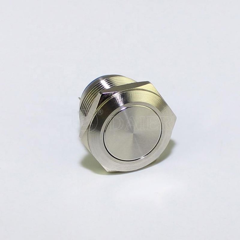 Waterproof Normally Open 2 Pin SPST 19mm Metal Push Button
