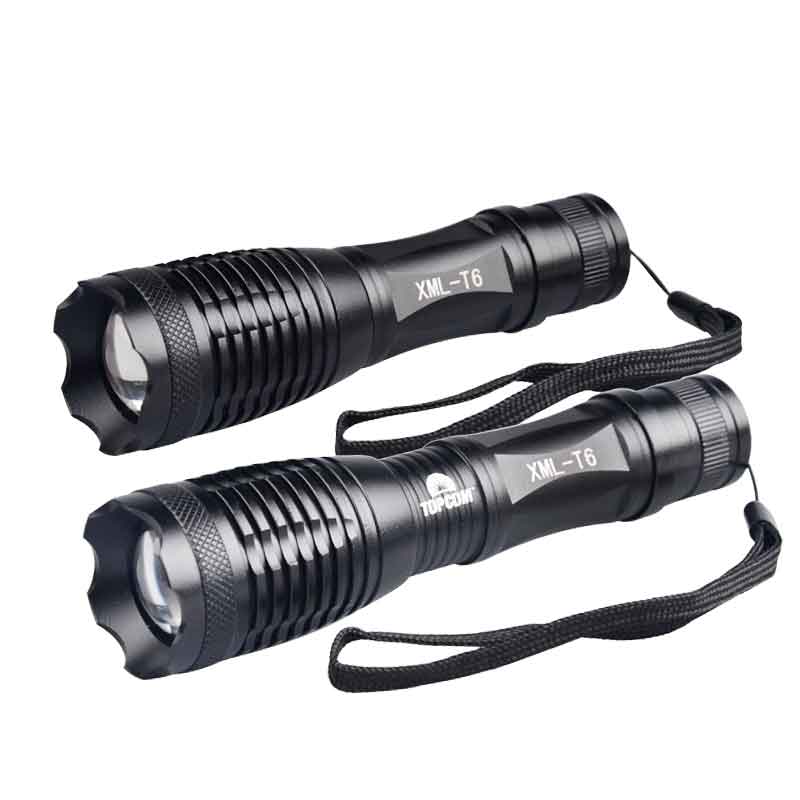 10W 1000LM LED Flashlight Zoomable Tactical Flashlight with Side Light Super Bright Flashlight for Camping