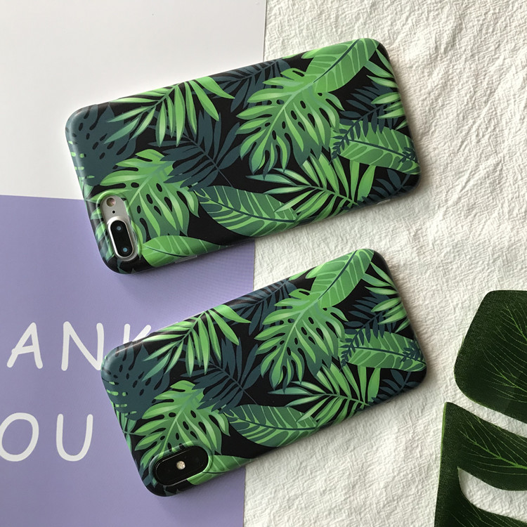 For iPhone X Case Tropical Palm Leaves , Banana Leaf Silicone Case Phone Cover for iPhone 8 Plus 7 6s