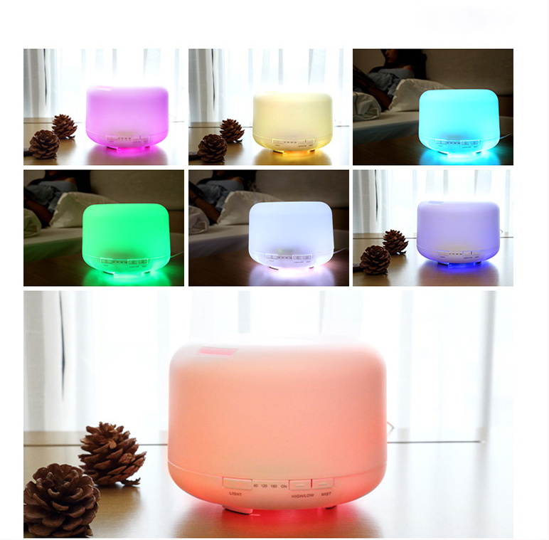 500ml Aromatherapy Essential Oil Diffuser Cool Mist Humidifier Waterless Auto Shut-off with 7 Color LED Changing Light
