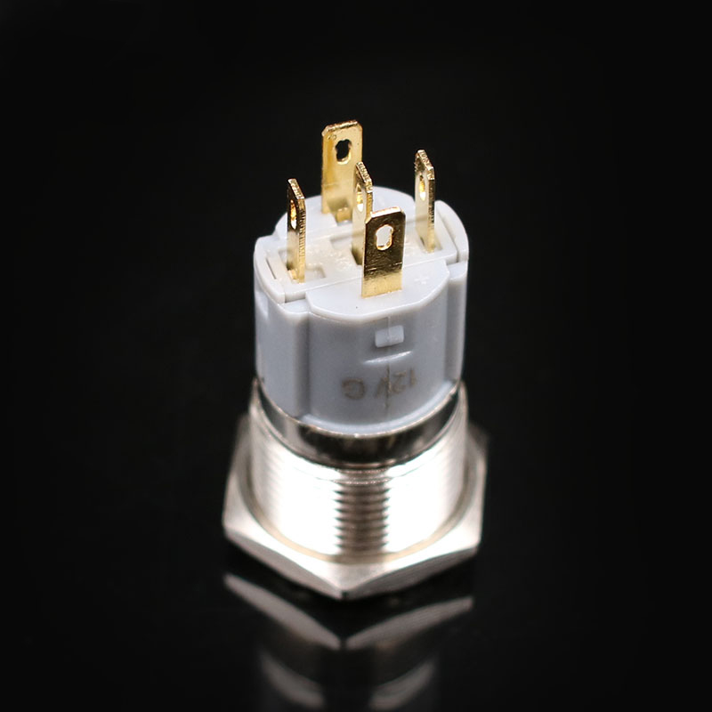 16mm Customization Metal Power Brass Push Button Switch Flat Round Illumination Momentary Self Reset 1NO 1NC Logo