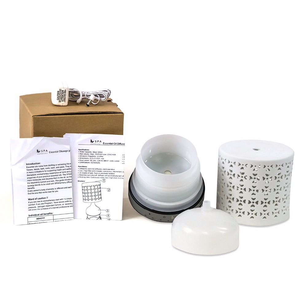 Shenzhen Factory Wholesale 200ml Colorful Ceramic Aickar Aroma Diffuser With LED Night Lights