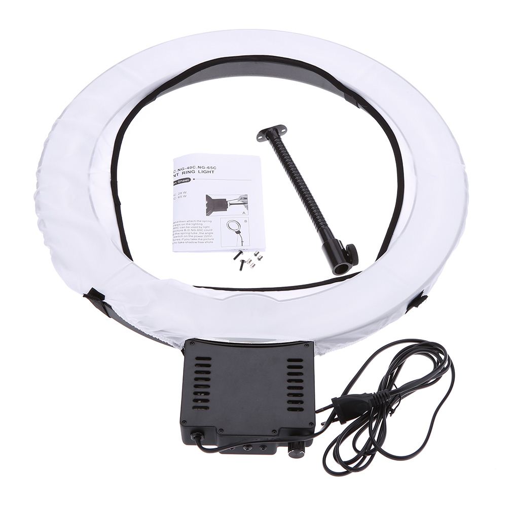NG-65C Pro Camera Photo/Video Ring Flash Light 19Outer 15Inner 65W 5400K Unlimited Dimmable Continuous Macro camera Ring Light
