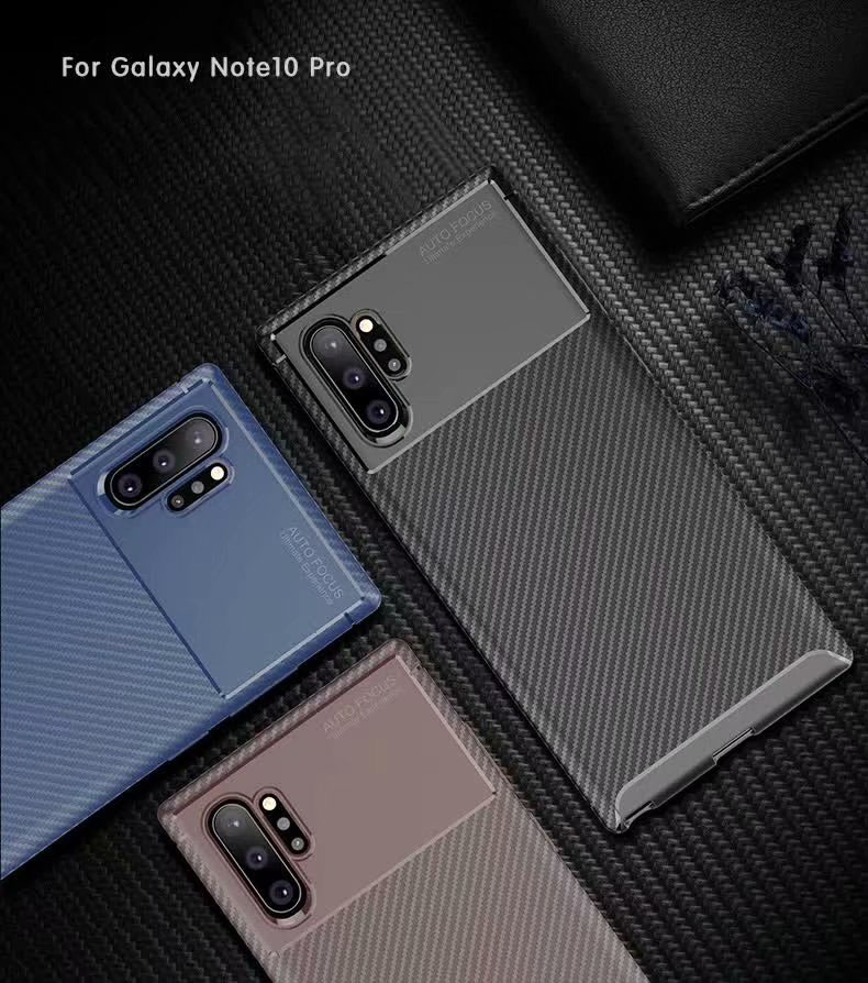 Carbon Fiber 360 Protective phone case For Samsung galaxy Note 10 Pro TPU Silicone back cover case