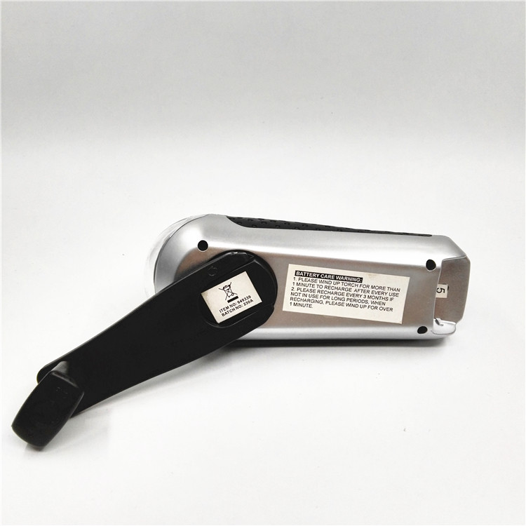 Led hand crank flashlight with lithium battery CE ROHS approved