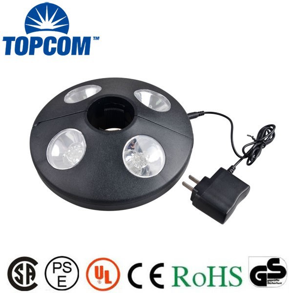 Black Patio Balcony Wireless Spot 24+4 Led Clamp Lever Light Umbrella