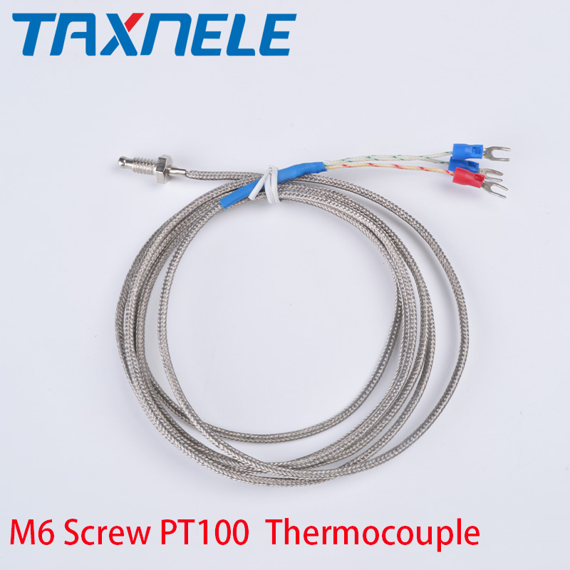 PT100 Screw Thermocouple M6 Screw PT100 Temperature Sensor PT100 Thread Thermal Resistance