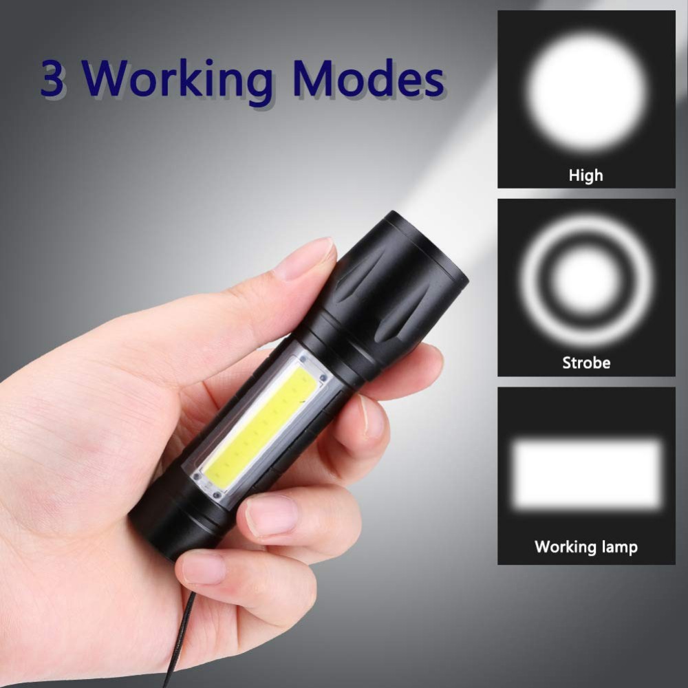 Super Small USB Direct Charger Mini LED Flashlight Torch COB Side Light Flashlight Micro USB Rechargeable Flashlight