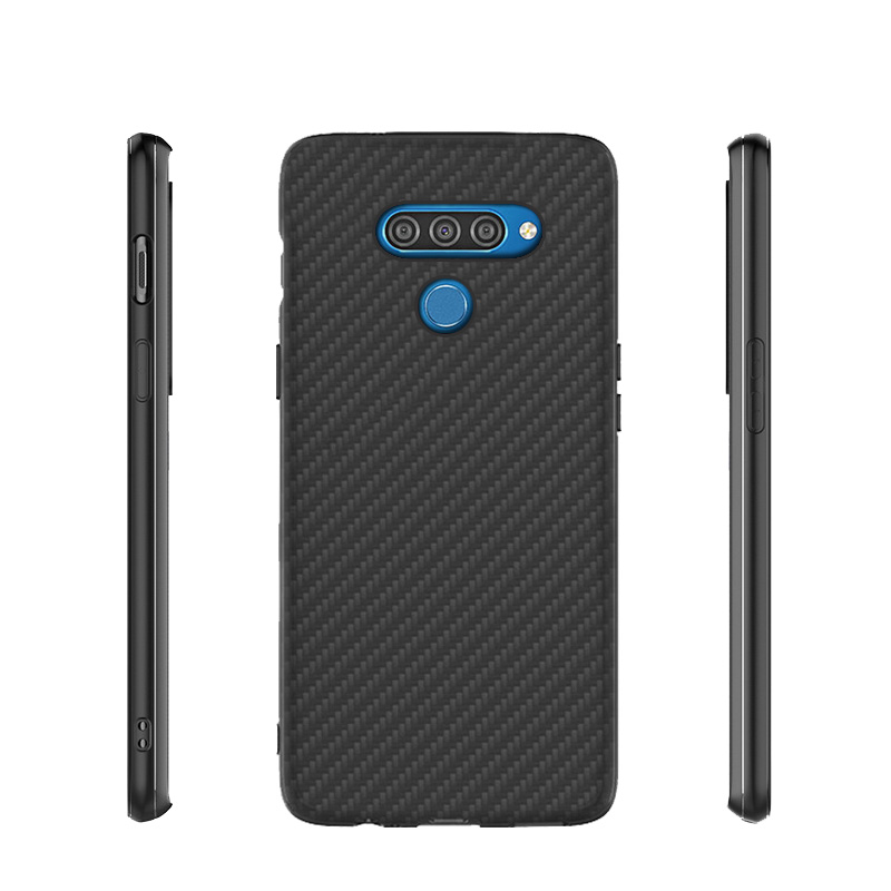 Matte Finish Carbon Fiber Textured Light Thin Shock Absorbing Bumper Skin hard case for LG Q60