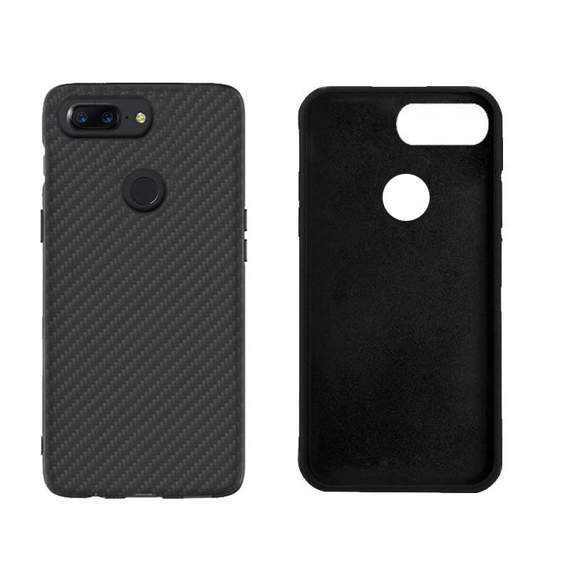 New Arrival Matte Finish Carbon Fiber Textured Light Thin Shock Absorbing Bumper Skin Back cover hard case For oneplus 5T