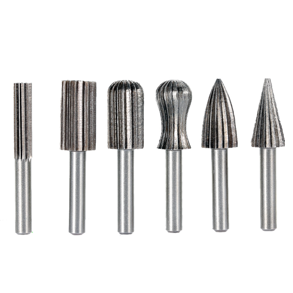 6pcs Rotary File Tools for electric drill furadeira Round Shank Rotary File Cutter Engraving Grinding Bit for woodworking Tools