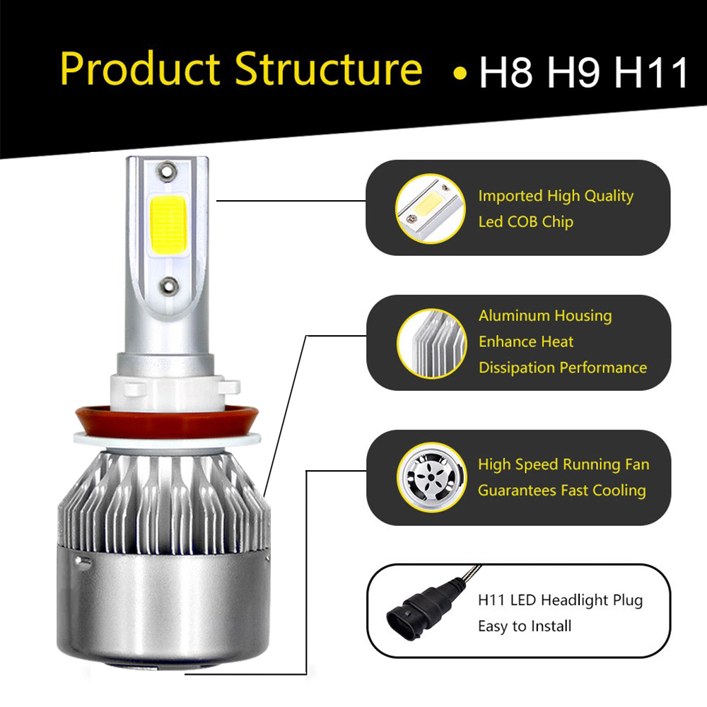 Auto Lighting System C6 Led Headlight H11 36W lamp H1 H4 H7 9005 Led H11 Headlight C6 Led Light