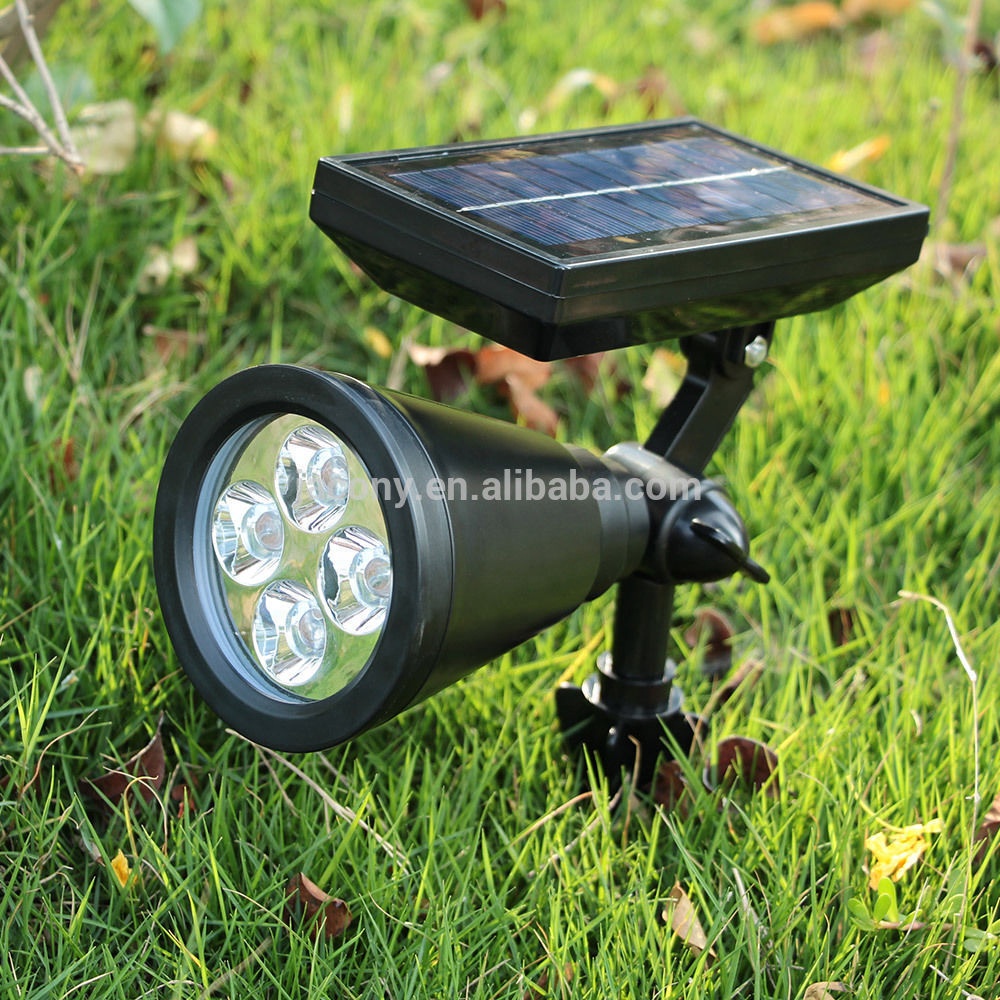 2 work Mode 4 LED Solar Power Spotlight  Wall Mounted Garden Outdoor Yard Lamp Waterproof Landscape Path spot light