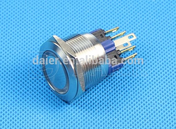 IP67 220V Flat Momentary 22mm Switch PushButton Led