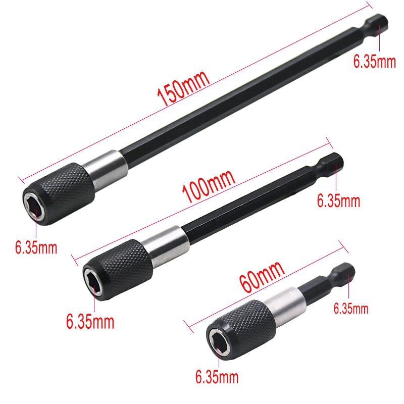 3pcs / set 1/4 Inch Hex Rod Quick Release Magnetic Screwdriver Extension Magnetic Bit Holder 60 100 150mm Extension Rod Tools