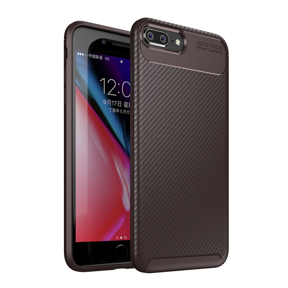 Carbon Fiber 360 Protective phone case For iPhone 7 8 Plus TPU Silicone back cover case