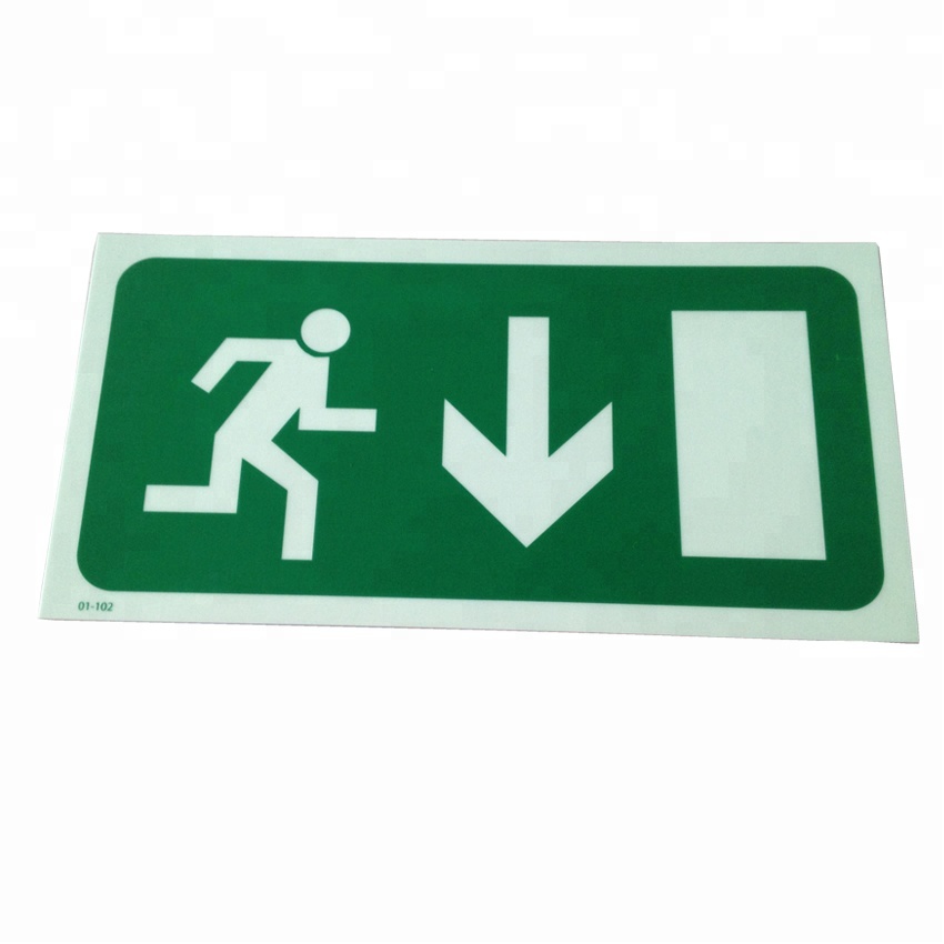 No electricity green Luminous PVC fire exit safety signs glow safety signs for construction